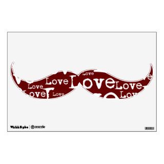 White and Merlot Love Text Mustache Wall Decal