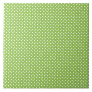 Fun Summer Lime Green and White Polka Dot Pattern Tiles