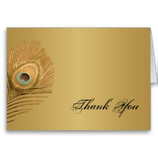 Golden Peacock Thank You Greeting Card