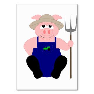 Pink Farmer Pig Business Card Templates
