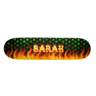 Sarah real fire and flames skateboard design.