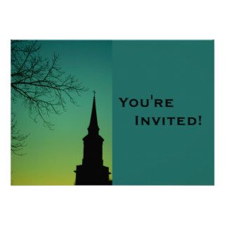 Personalized Church Steeple Baptism Personalized Invites