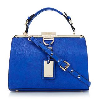 Dune Blue metal frame and tag detail handbag