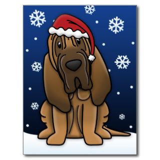 Kawaii Bloodhound Christmas Postcard