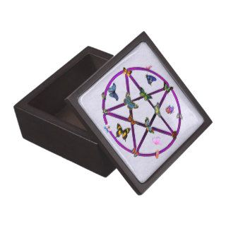 Wiccan Star and Butterflies Premium Trinket Boxes