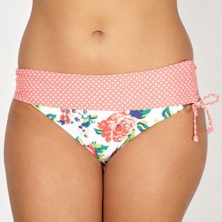Gorgeous White rose patterned ruched bikini bottoms