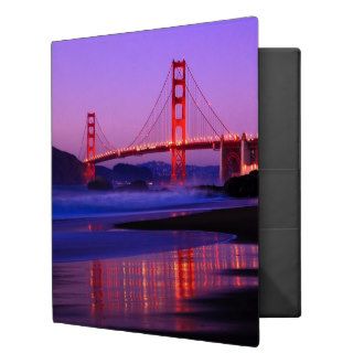 Golden Gate Bridge on Baker Beach at Sundown Vinyl Binder