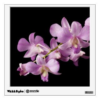 Pink Dendrobium Orchid Flower on Black   Orchids Wall Sticker