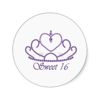 Sweet 16 Tiara Purple Round Sticker