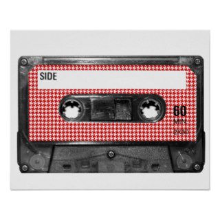 Red and White Houndstooth Label Cassette Print