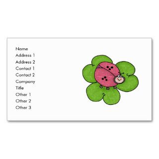 Cute Cartoon Smiling Ladybug On Leaf Name Card Business Card Template