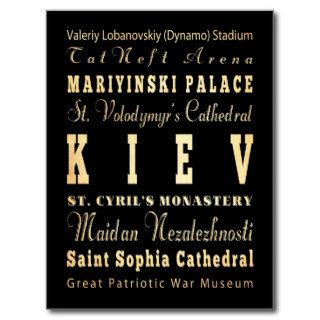 Kiev City of Ukraine Typography Art Postcards