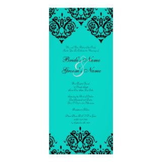 Black and Turquoise Damask Wedding Invitation