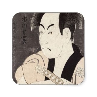 The actor Ichikawa Omezu as a servant Square Stickers