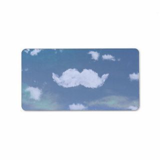 Funny Mustache Cool White Clouds Blue Skyscape Labels