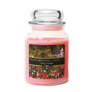Mostly Memories Lucy's Garden 24 Ounce Lid Lites Soy Candle   Jar Candles