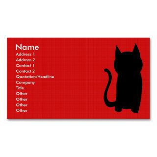 Sitting Black Cat Silhouette. Business Card
