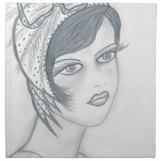Flapper Girl WIth Bow Printed Napkin