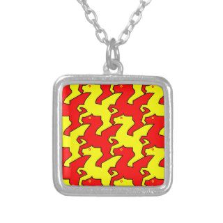 Tessellations, yellow, red Pegasus Necklace