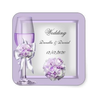Elegant Wedding Lavender Purple Lilac 3 Stickers