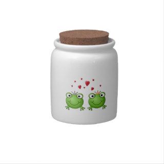 Frog Prince and Frog Princess, with hearts. Candy Jar