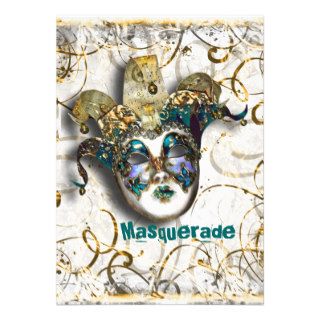 Mask masquerade venetian mardi gras party personalized invitation