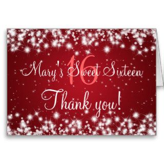 Sweet Sixteen Thank You Winter Sparkle Red Cards