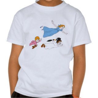 Peter Pan's Wendy, John and Michael Darling Flying Tshirts
