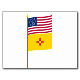 US 48 star Whipple flag on pole with New Mexico Post Cards