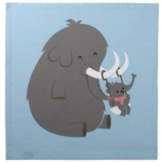 Elephant Mommy and Baby Printed Napkin