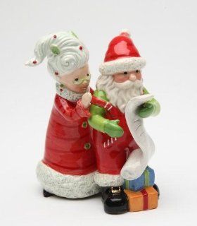 4 inch Mrs. Claus And Santa Claus Checking The List Salt And Pepper Kitchen & Dining