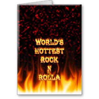 World's Hottest Rock N Rolla fire and flames red m Card