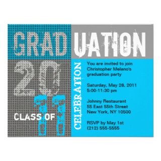 Graduation 2011 Party Invitation Blue Grey