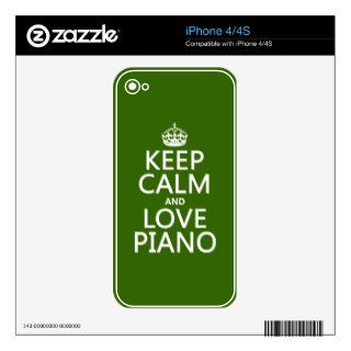 Keep Calm and Love Piano (any background color) Skins For The iPhone 4S