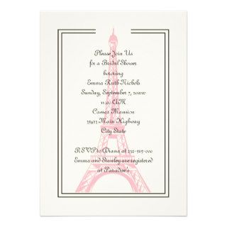 Paris wedding pink Eiffel Tower bridal shower Personalized Announcement