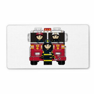 Firefighter and Fire Engine Sticker Label