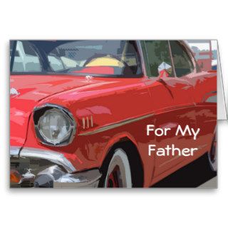 Birthday for Father, red, vintage 57 Chevy Cards