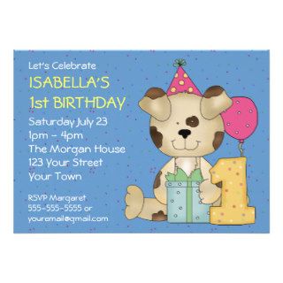 Customizable 1st Birthday Puppy Dog Custom Invitation