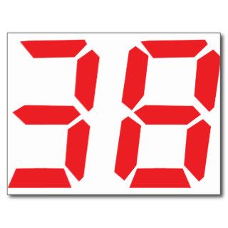 38 thirty eight red alarm clock digital number postcards