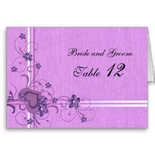 Luxury Violet Heart Burlap Table number card Cards