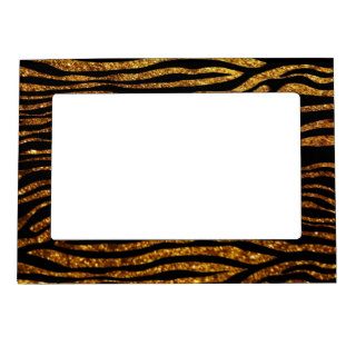 Animal Print, Zebra Stripes, Glitter   Black Gold Magnetic Photo Frames