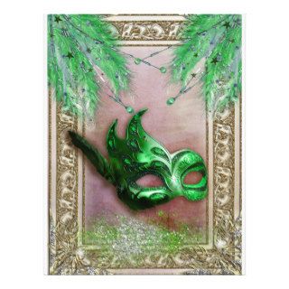 Elegant Green & Gold masquerade mask Letterhead Template