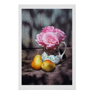 Roses and pears wall poster