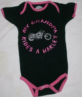Harley Davidson My Grandpa Rides Black/Pink Infant Onesie Clothing