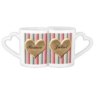 Happy Valentines Day Funny Gold Heart Pattern Lovers Mug Sets