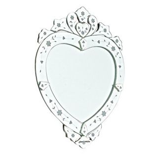 Silver Venetian heart shaped wall mirror