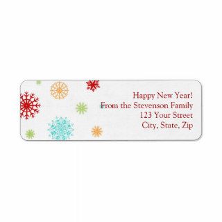New Year Return Address Labels Colorful Snow