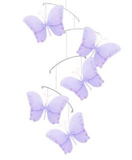 Butterfly Mobile Purple Twinkle Nylon Butterflies Mobiles Decorations   Decorate for a Baby Nursery Bedroom, Girls Room Hanging Ceiling Decor, Wedding Birthday Party, Bridal Baby Shower, Bathroom. Kids Childrens Decoration 3D Art Craft   Nursery Wall Decor