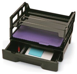 Officemate Recycled Drawer with Two Letter Trays, Black (26094)  Office Desk Organizers 