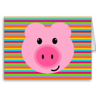 Cute Pink Pig Note Card